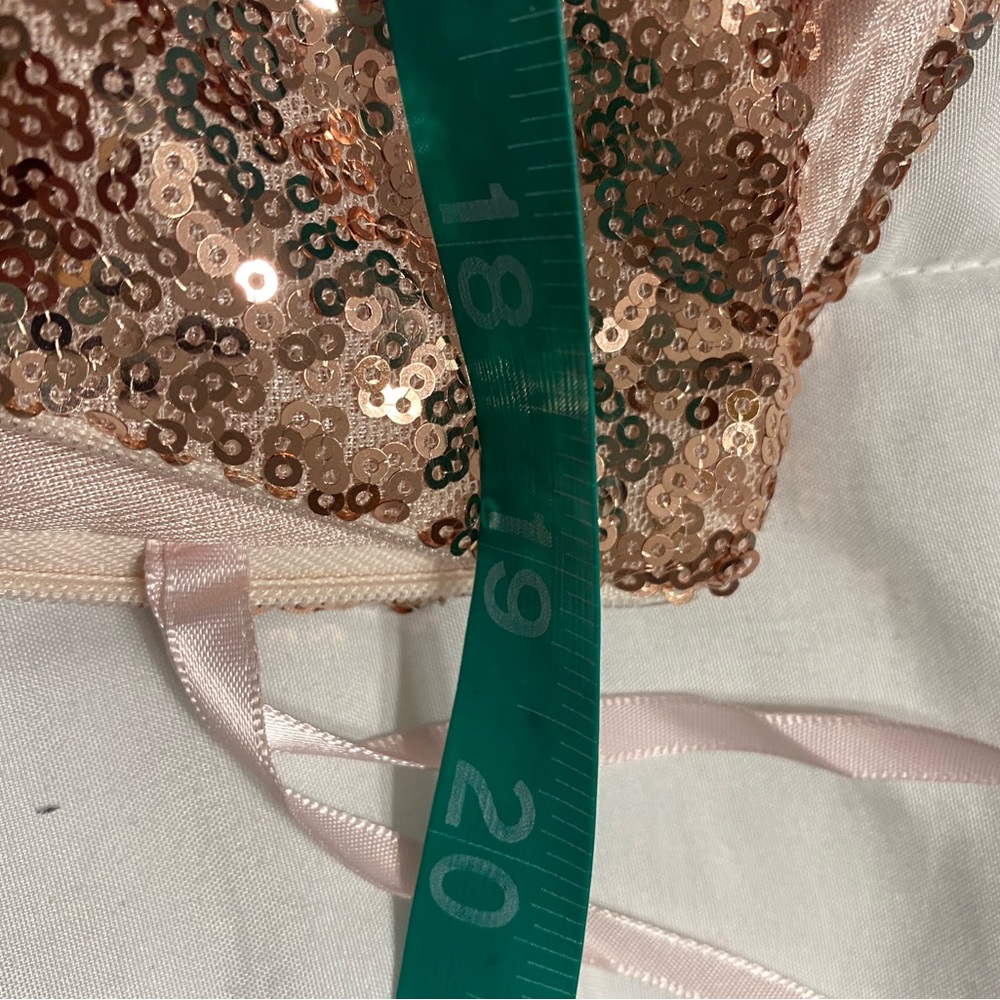 Rose Gold One Shoulder Evening Gown with Broken Zipper - Picture 4 of 7